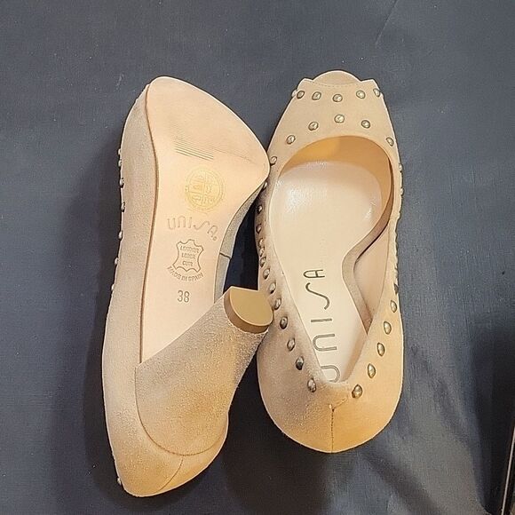 BRAND NEW UNISA PEEP TOE SUEDE WOMEN"S BLOCK STUDDED DETAILING PUMP - Picture 12 of 13